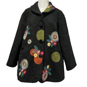 Simon Chang Vtg Embroidered Jacket, Black Multi, 12